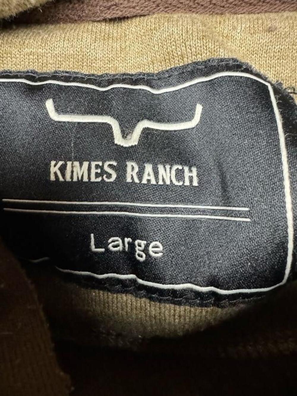 Kimes Ranch Hoodie Mens L Brown Tan Fleece Pullover Western Logo Kangaroo Pocket - Picture 5 of 7